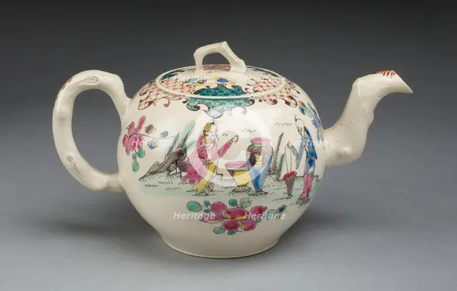 Teapot, Staffordshire, c. 1750. Creator: Staffordshire Potteries.
