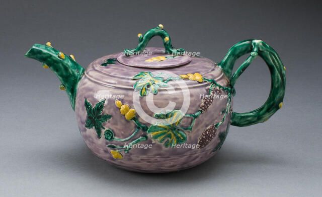 Teapot, Staffordshire, c. 1750. Creator: Staffordshire Potteries.
