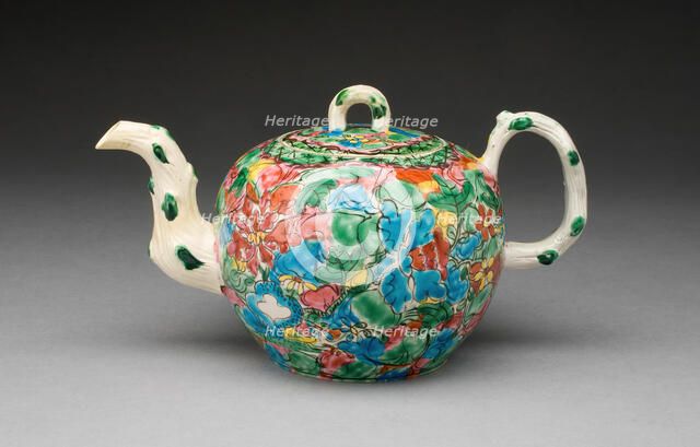 Teapot, Staffordshire, c. 1760. Creator: Staffordshire Potteries.