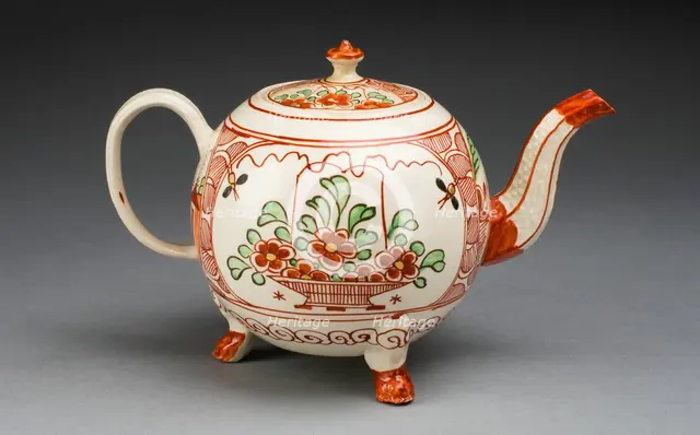 Teapot, Staffordshire, c. 1760. Creator: Staffordshire Potteries.