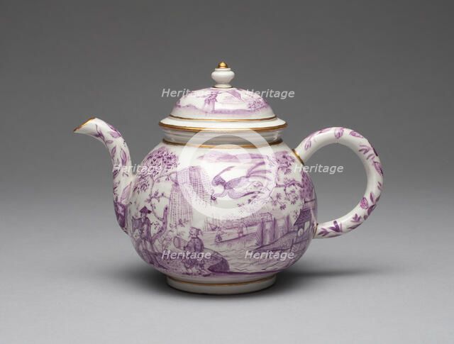 Teapot with Cover, Vienna, c. 1730. Creator: Du Paquier Porcelain Manufactory.