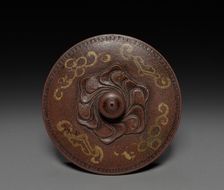 Teapot with Gold Leaf Landscape and Imperial Poem (lid), 1762-95. Creator: Unknown