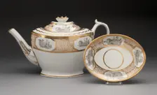 Teapot with Stand, Worcester, c. 1800. Creator: Royal Worcester