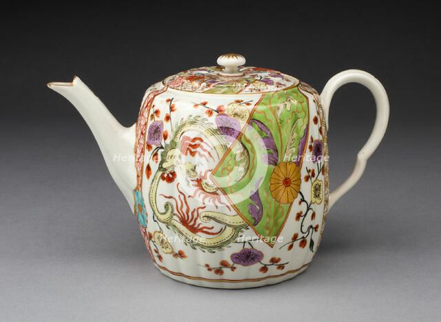 Teapot, Worcester, c. 1770. Creator: Royal Worcester.