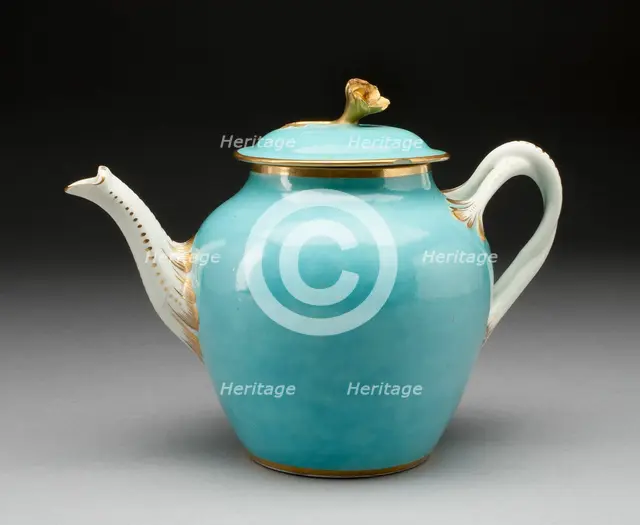 Teapot, Worcester, c. 1770. Creator: Royal Worcester.