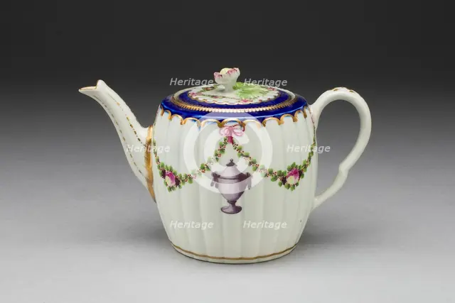 Teapot, Worcester, c. 1775. Creator: Royal Worcester.