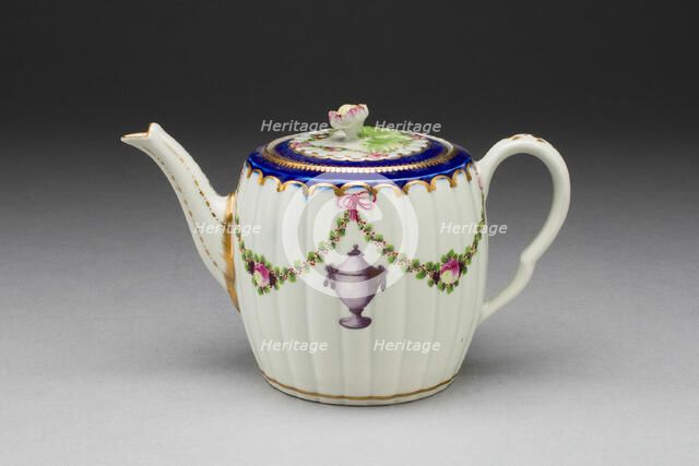 Teapot, Worcester, c. 1775. Creator: Royal Worcester.