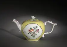 Teapot (yellow and decorated with floral design), c. 1750-1770. Creator: Meissen Porcelain Factory (German)