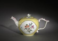 Teapot (yellow and decorated with floral design), c. 1750-1770. Creator: Meissen Porcelain Factory (German)