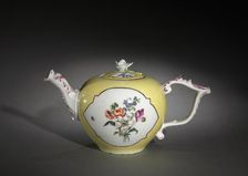 Teapot (yellow and decorated with floral design), c. 1750-1770. Creator: Meissen Porcelain Factory (German)