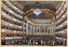Teatro alla Scala during a carnival party, Early 19th century. Creator: Anonymous