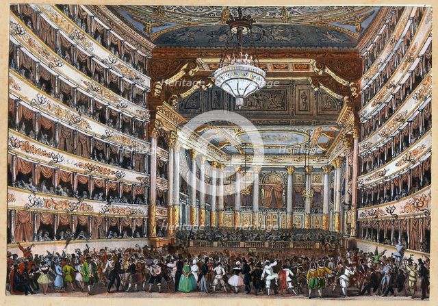 Teatro alla Scala during a carnival party, Early 19th century. Creator: Anonymous.