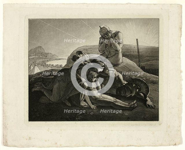 Tecmessa, Her Son and Teucer Lamenting the Dead Ajax, 1809. Creator: Carl Russ.