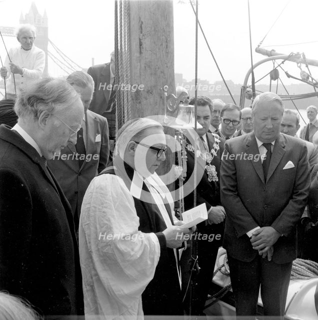 Ted Heath on a Thames barge, London, 25 April 1974. Creator: Henry Grant.