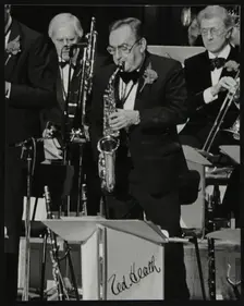 Ted Heath Orchestra alto saxophonist Ronnie Chamberlain playing at the Barbican Hall, London, 1985. Creator: Denis Williams