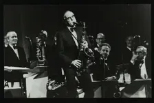 Ted Heath Orchestra saxophonist Tommy Whittle, Forum Theatre, Hatfield, Hertfordshire, 1983. Creator: Denis Williams