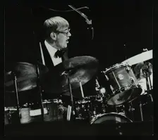Ted Heath Band drummer Jack Parnell playing at the Forum Theatre, Hatfield, Hertfordshire, 1983. Creator: Denis Williams