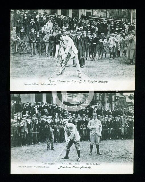 Tee shots from championships, 1895 and 1908. Artist: Unknown