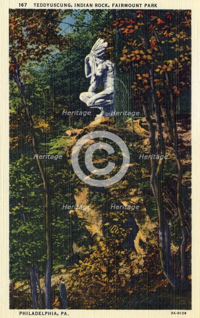 Teedyuscung, Indian Rock, Fairmount Park, Philadelphia, Pennsylvania, USA, 1933. Artist: Unknown