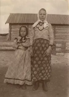 Teenage girls in festive dresses, 1912. Creator: Unknown