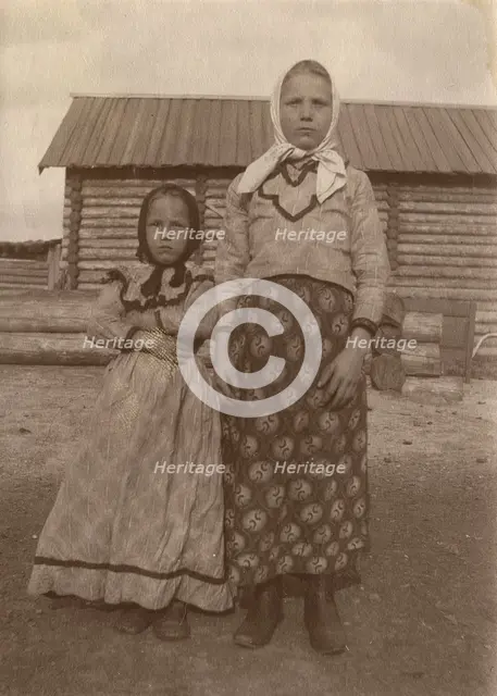 Teenage girls in festive dresses, 1912. Creator: Unknown.