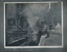Tees Iron Works - Running Off Slag 1919. Artist: Hood & Co. Ltd