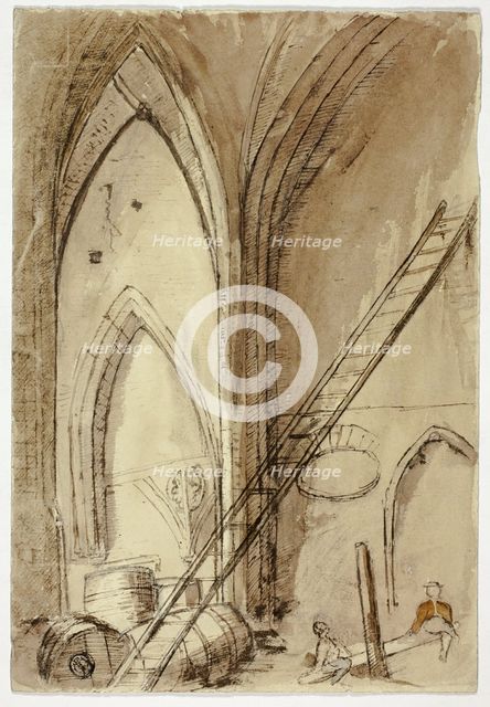 Teetertotter in Church Building, n.d. Creator: Unknown.