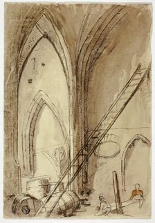 Teetertotter in Church Building, n.d. Creator: Unknown