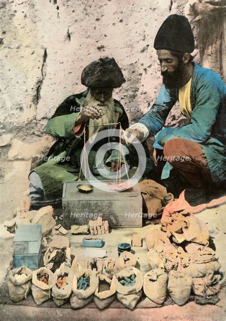 'Teheran. Epicier Droguiste Sur La Place Royale', (Apothecary on the Royal Square), 1900. Creator: Unknown.