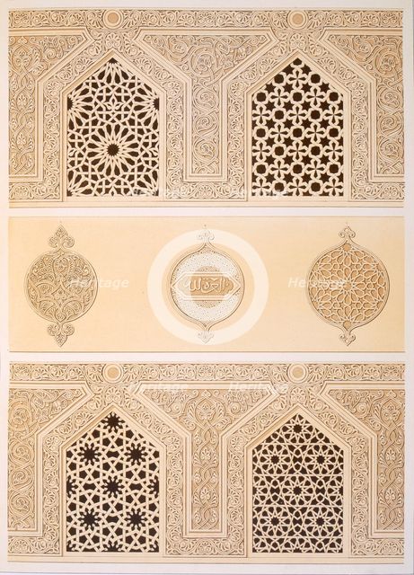 Tekih Cheik Hacen Sadaka, or the Funerary Mosque of Sultan Hassan, Cairo, pub. 1877. Creator: Emile Prisse d'Avennes (1807-79).