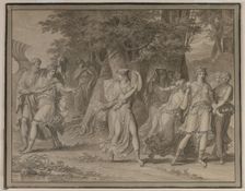 Telemachus, Urged by Mentor, Leaving the Island of Calypso , 1800. Creator: Charles Meynier (French, 1768-1832)