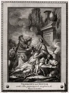 Telemachus and Mentor at the altar, preparing to be sacrificed to the Manes of Anchises 1774. Artist: W Walker