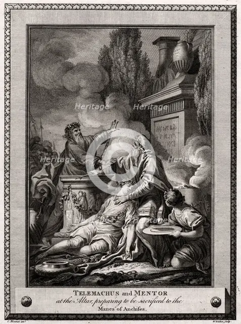 'Telemachus and Mentor at the altar, preparing to be sacrificed to the Manes of Anchises', 1774. Artist: W Walker