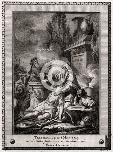 'Telemachus and Mentor at the altar, preparing to be sacrificed to the Manes of Anchises', 1774. Artist: W Walker
