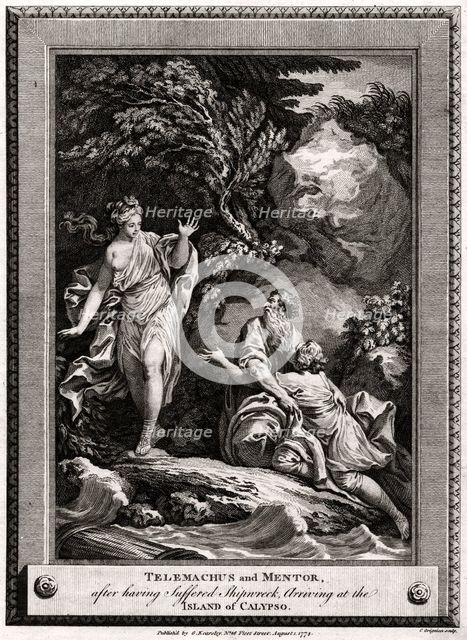 'Telemachus and Mentor, after having suffered a shipwreck, arrive at the Island of Calypso', 1774. Artist: Charles Grignion