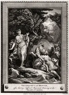 Telemachus and Mentor, after having suffered a shipwreck, arrive at the Island of Calypso 1774. Artist: Charles Grignion