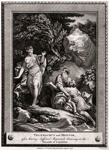 Telemachus and Mentor, after having suffered a shipwreck, arrive at the Island of Calypso 1774. Artist: Charles Grignion