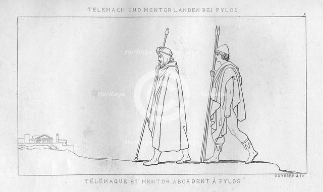 Telemachus and Mentor arrive at Pylos, c1833. Creator: Unknown.