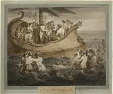 Telemachus and Mentor in a Galley after Fleeing the Island of Calypso, from The..., Book 8, 1808. Creator: Bartolomeo Pinelli