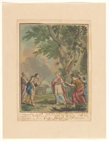 Telemachus and Mentor visit the nymph Calypso, 1719-1775. Creator: Ruik Keyert