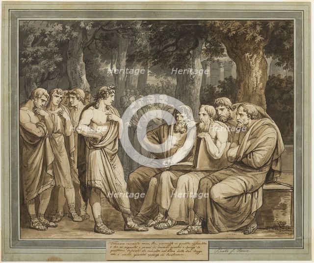 Telemachus Describes How He Was Admitted into the Assembly in Crete, from The..., 1808. Creator: Bartolomeo Pinelli.