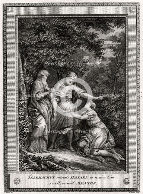 'Telemachus entreats Hazael to receive him as a Slave with Mentor', 1775. Artist: W Walker