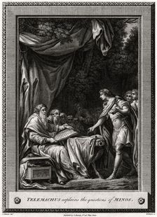 Telemachus explains the questions of Minos 1776. Artist: W Walker