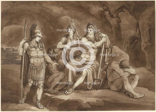 Telemachus Requests Permission from Pluto to Seek His Father in the Underworld, 1809. Creator: Bartolomeo Pinelli.