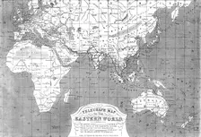 Telegraph map of the Eastern World, 1865. Creator: John Dower