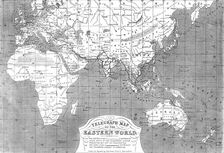 Telegraph map of the Eastern World, 1865. Creator: John Dower