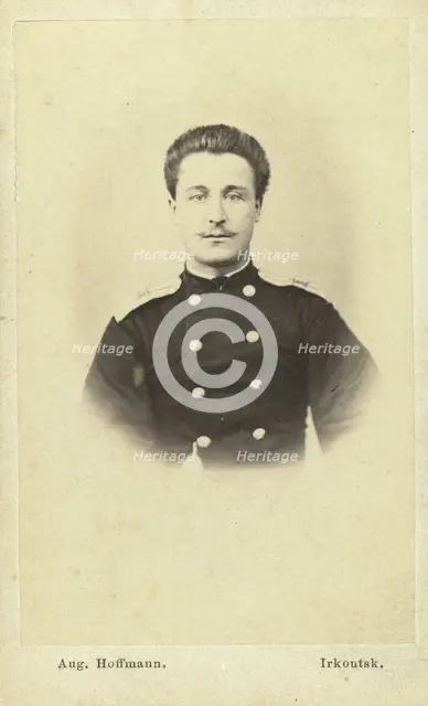 Telegraph operator in Irkutsk, head-and-shoulders portrait, facing front, between 1880 and 1886. Creator: Unknown.