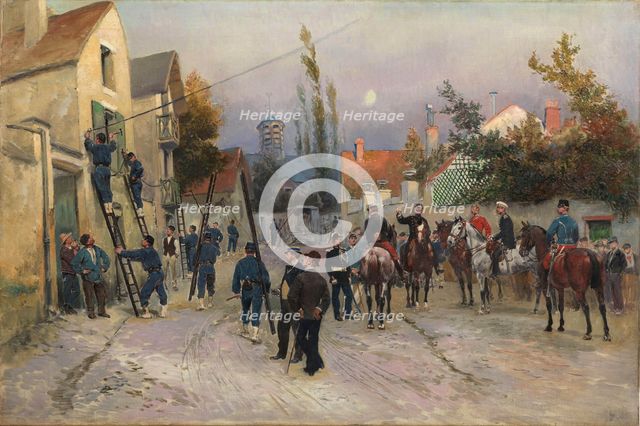 Telegraph operator working in a village, c1880. Creator: Detaille, Édouard (1848-1912).