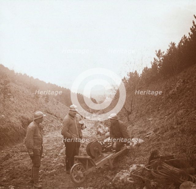 Telegraphists, Somme, northern France, c1914-c1918. Artist: Unknown.