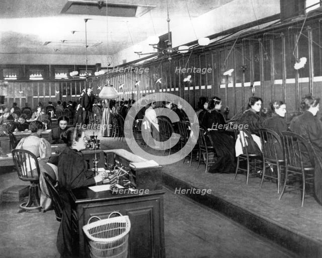 Telephone exchange, 1899. Artist: Unknown
